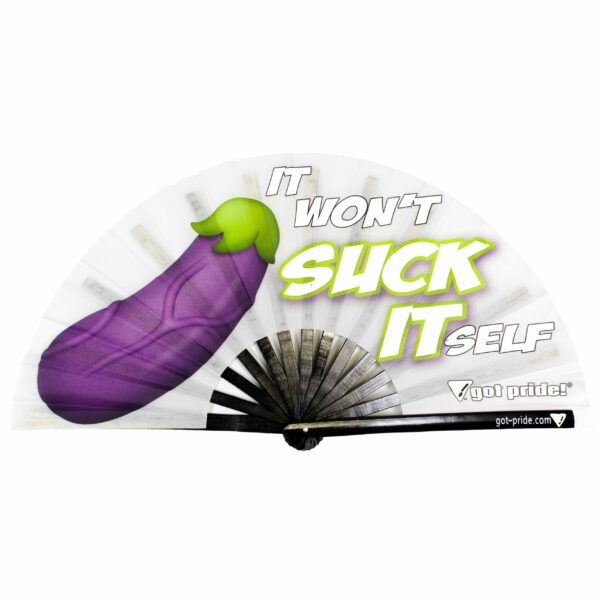 It Wont Suck Large EDM Bamboo Folding Clack Hand Fan Rave Fan